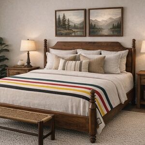 Pendleton Glacier National Park Wool Blanket | USA Made | Iconic Stripe